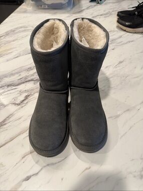 Koolaburra Gray Suede-Look Shearling Winter Boots
